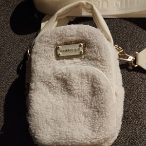 Madden Girl Cream Cece Sherpa Crossbody Bag Purse